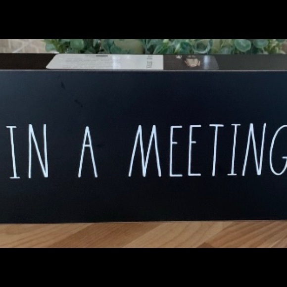 RAE DUNN “HAPPY HOUR/IN A MEETING” BLACK WOOD SIGN - Picture 3 of 7